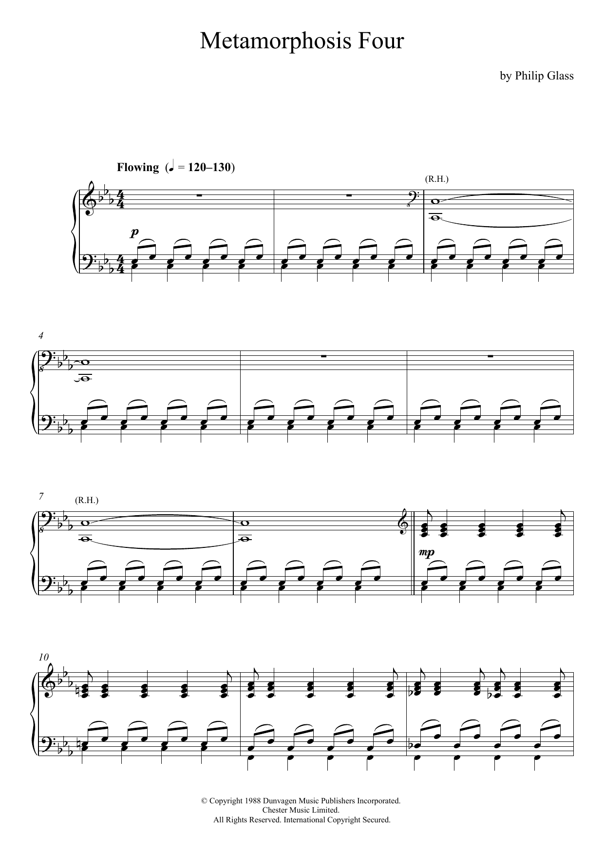 Download Philip Glass Metamorphosis Four Sheet Music and learn how to play Piano PDF digital score in minutes