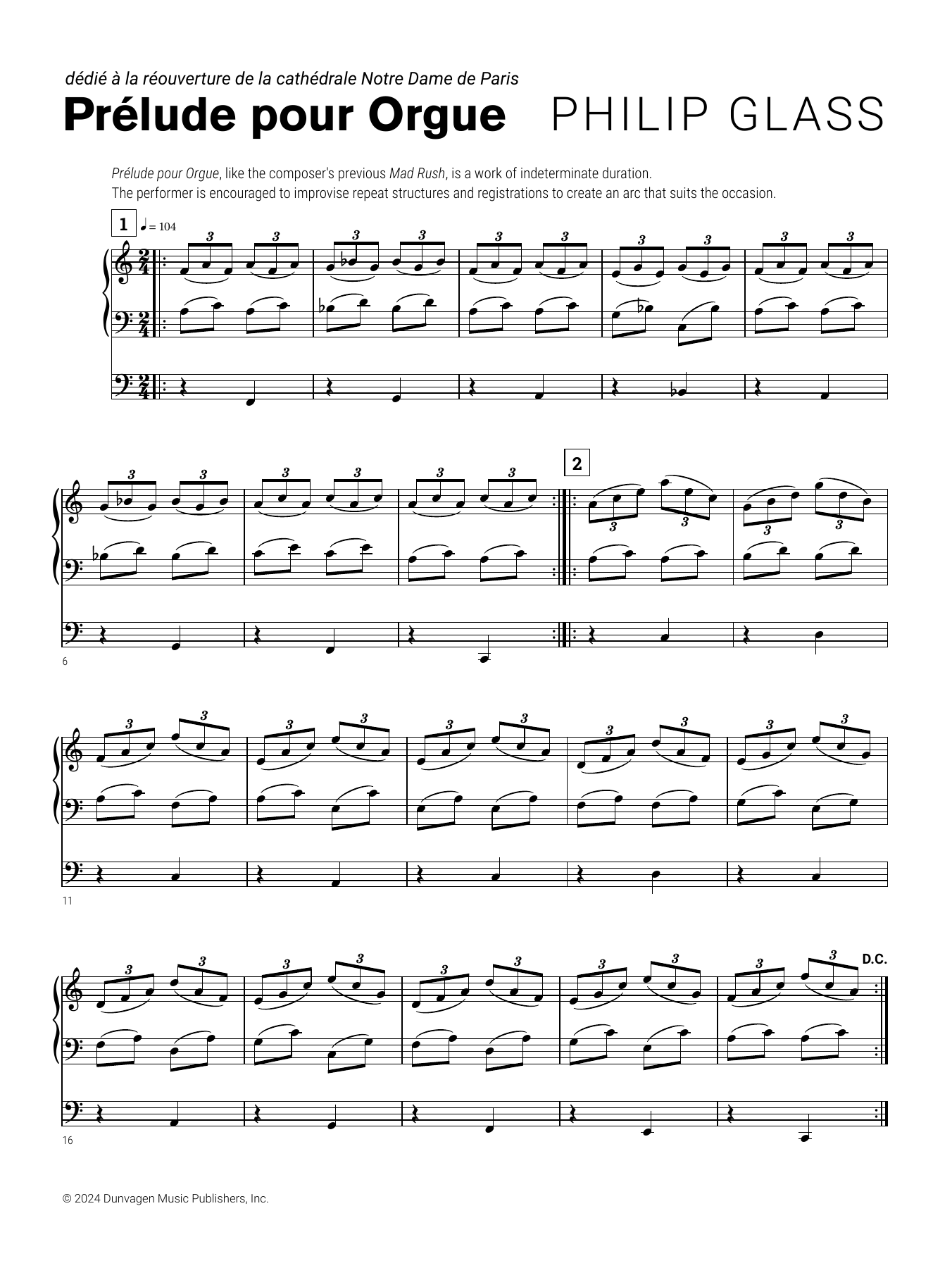 Download Philip Glass Prélude pour Orgue Sheet Music and learn how to play Organ PDF digital score in minutes