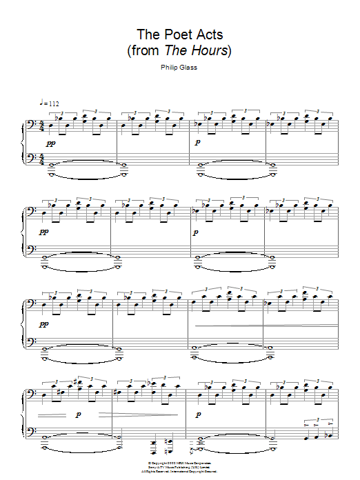Download Philip Glass The Poet Acts (from The Hours) Sheet Music and learn how to play Piano PDF digital score in minutes