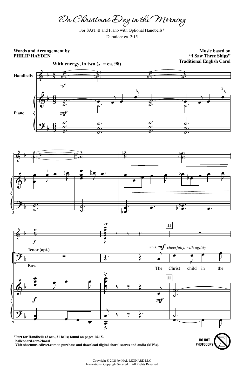 Download Philip Hayden On Christmas Day In The Morning Sheet Music and learn how to play SATB Choir PDF digital score in minutes