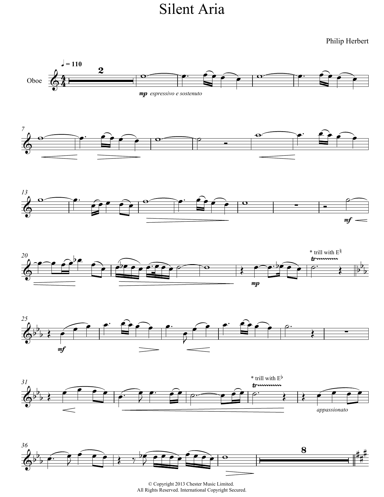 Download Philip Herbert Silent Aria from Suite For Oboe & Piano Sheet Music and learn how to play Oboe PDF digital score in minutes