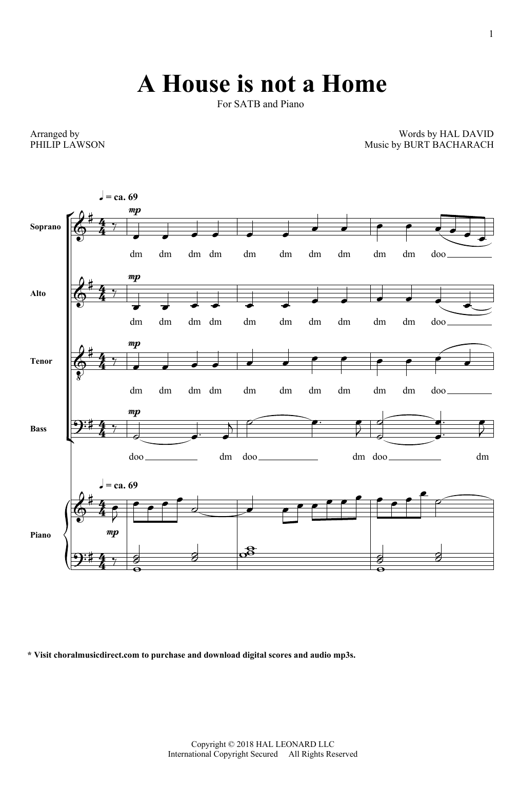 Download Philip Lawson A House Is Not A Home Sheet Music and learn how to play SATB PDF digital score in minutes