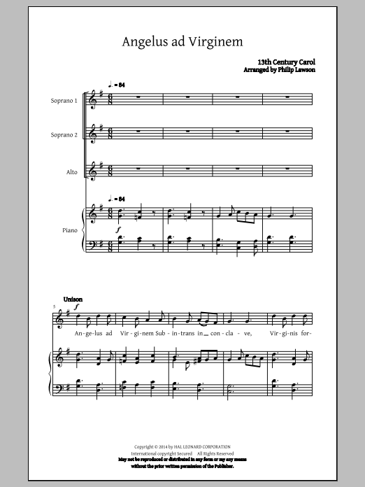 Download Traditional Carol Personent Hodie (arr. Philip Lawson) Sheet Music and learn how to play SSA PDF digital score in minutes