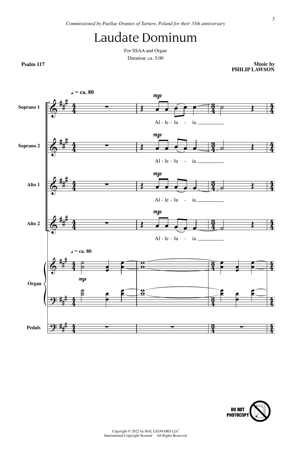 Download Philip Lawson Laudate Dominum Sheet Music and learn how to play SSAA Choir PDF digital score in minutes