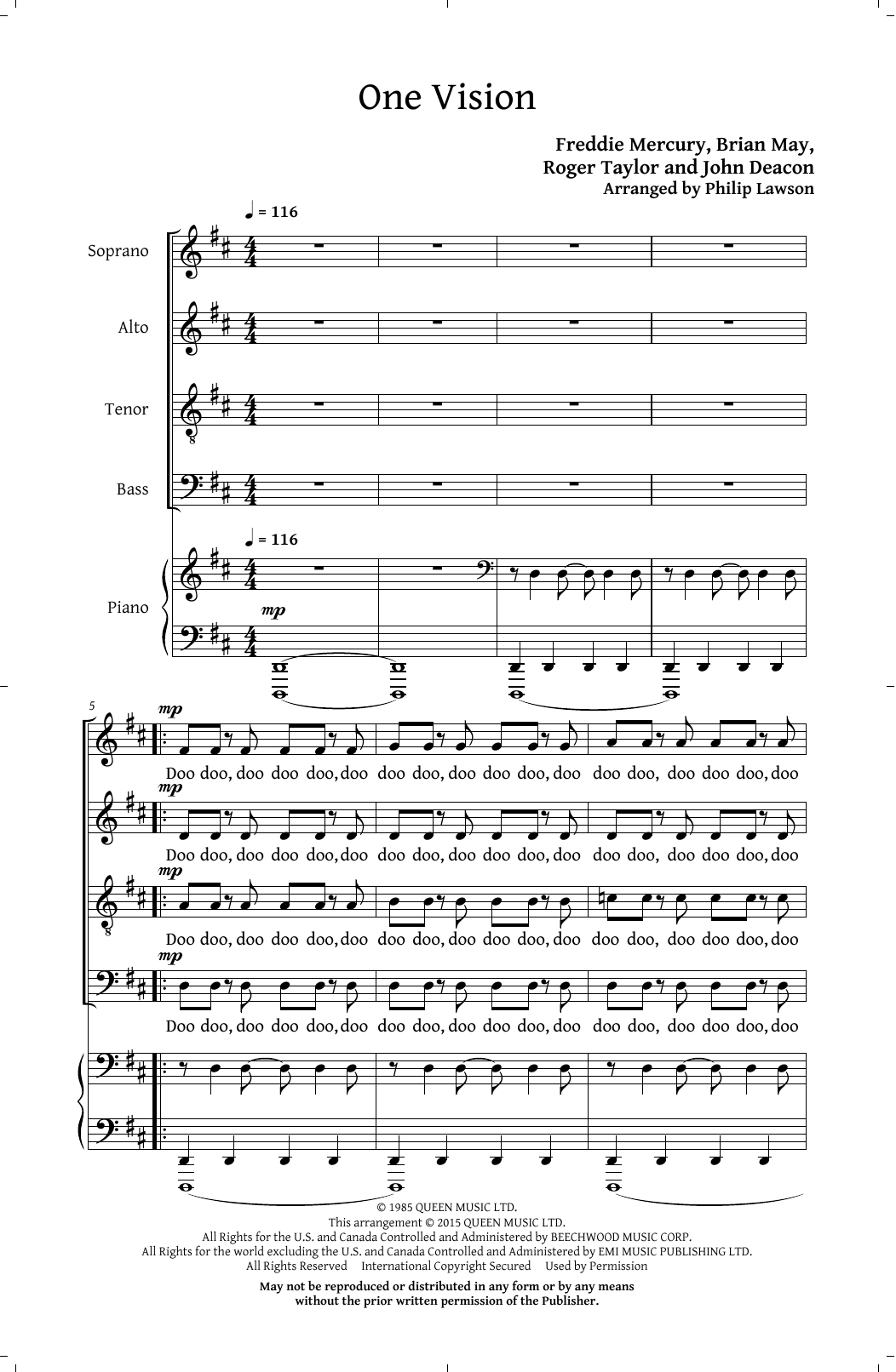 Download Philip Lawson One Vision Sheet Music and learn how to play SATB PDF digital score in minutes