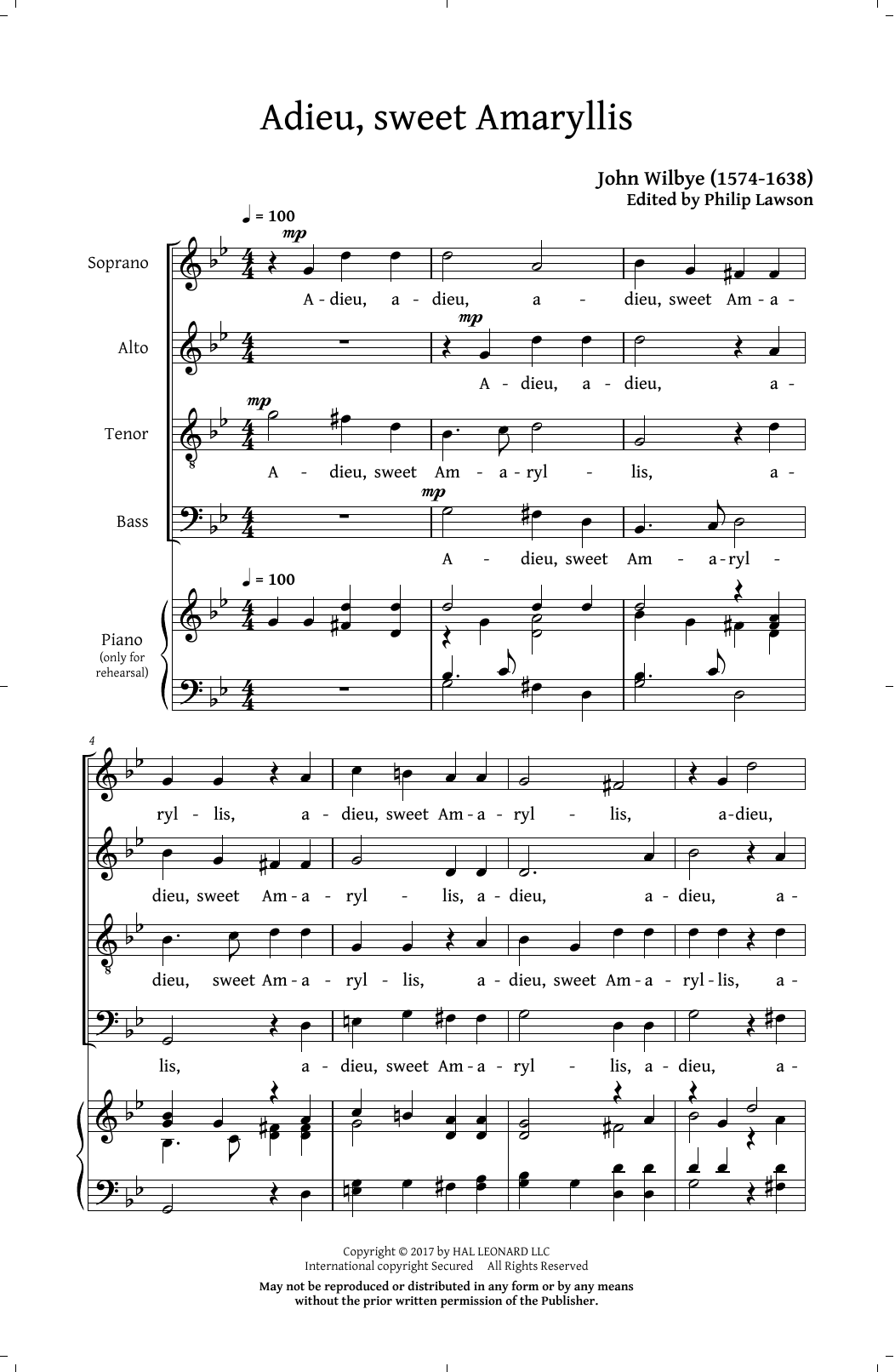 Download Philip Lawson Phyllis And Amaryllis SATB Madrigal Collection Sheet Music and learn how to play SATB PDF digital score in minutes