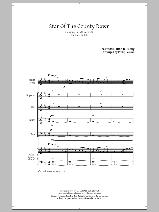 Download Irish Folksong Star Of County Down (arr. Philip Lawson) Sheet Music and learn how to play SATB PDF digital score in minutes