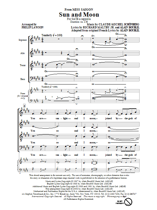 Download Philip Lawson Sun And Moon Sheet Music and learn how to play SATB Choir PDF digital score in minutes