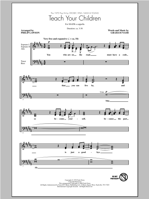 Download Philip Lawson Teach Your Children Sheet Music and learn how to play SATB PDF digital score in minutes
