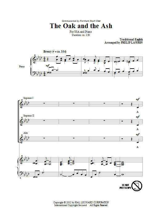 Download Traditional The Oak And The Ash (arr. Philip Lawson) Sheet Music and learn how to play SSA PDF digital score in minutes