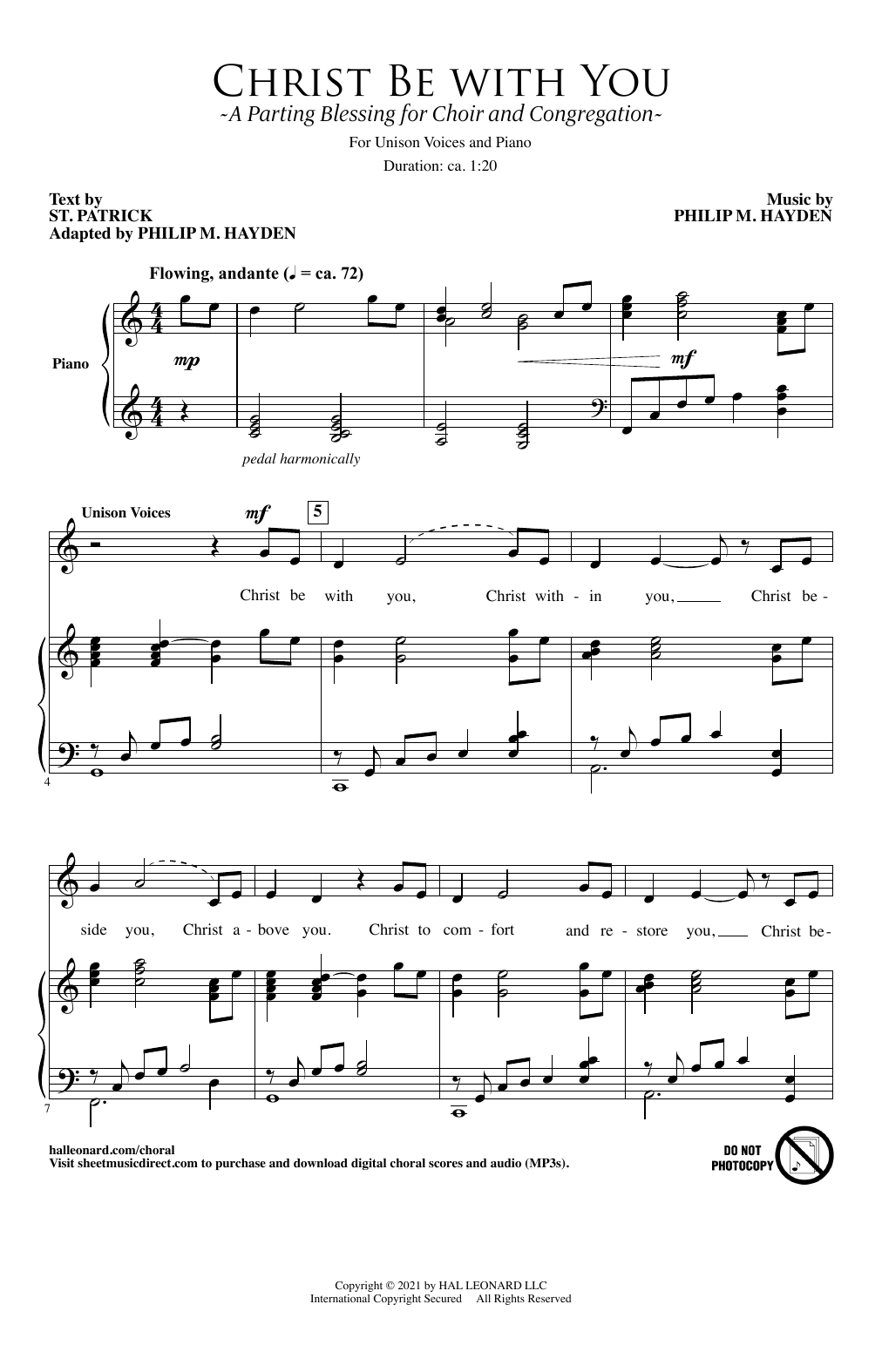 Download Philip M. Hayden Christ Be With You (A Parting Blessing for Choir and Congregation) Sheet Music and learn how to play SATB Choir PDF digital score in minutes