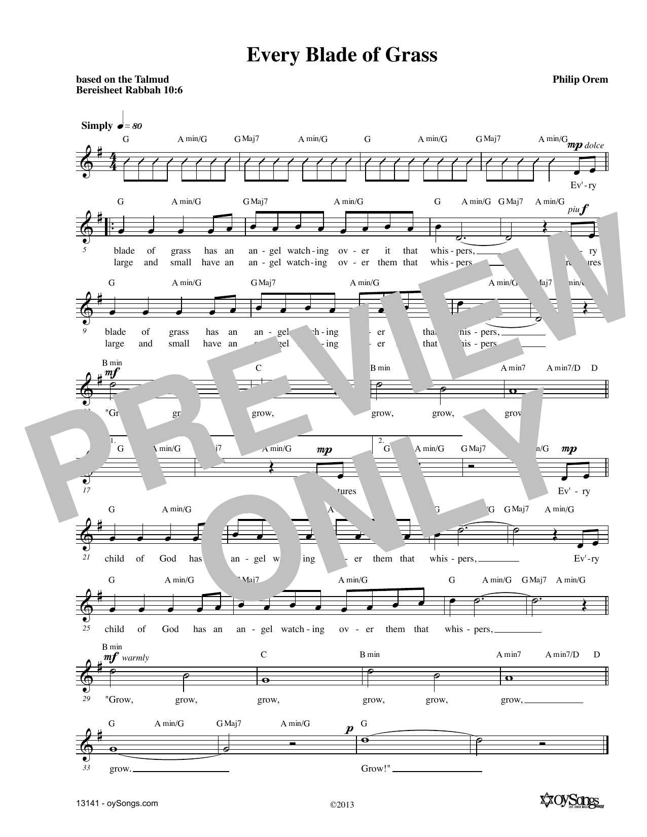 Download Philip Orem Every Blade Of Grass Sheet Music and learn how to play Piano & Vocal PDF digital score in minutes