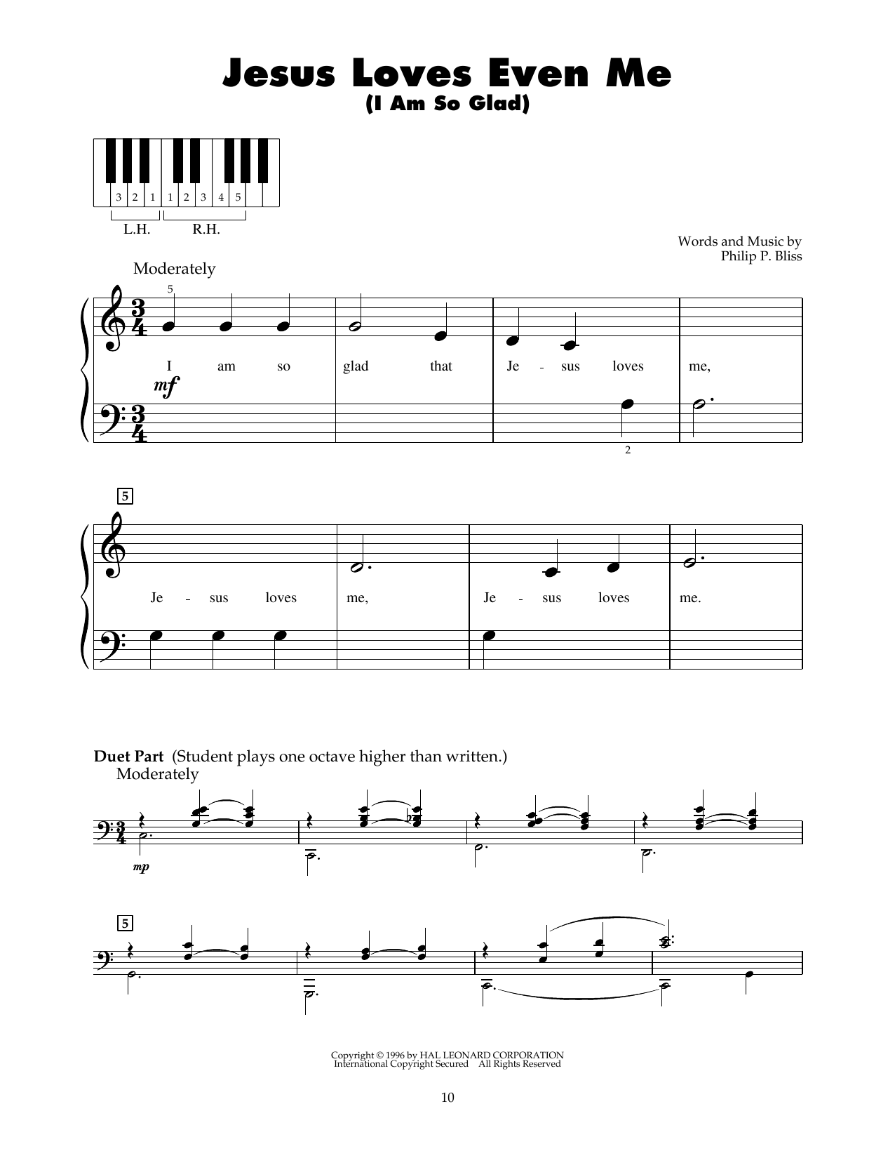 Download Philip P. Bliss Jesus Loves Even Me (I Am So Glad) Sheet Music and learn how to play 5-Finger Piano PDF digital score in minutes