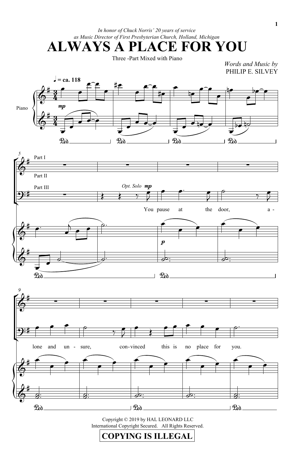 Download Philip Silvey Always A Place For You Sheet Music and learn how to play SATB Choir PDF digital score in minutes