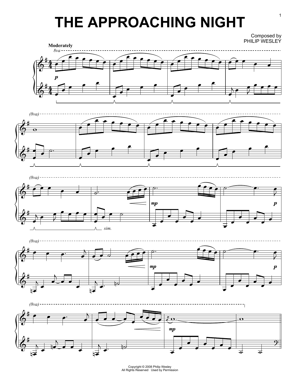 Download Philip Wesley The Approaching Night Sheet Music and learn how to play Easy Piano PDF digital score in minutes