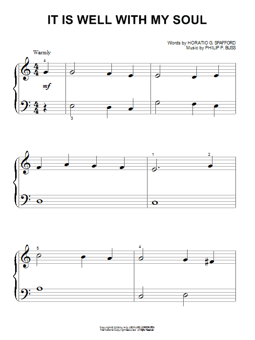 Philip Bliss "It Is Well With My Soul" Sheet Music Notes, Chords
