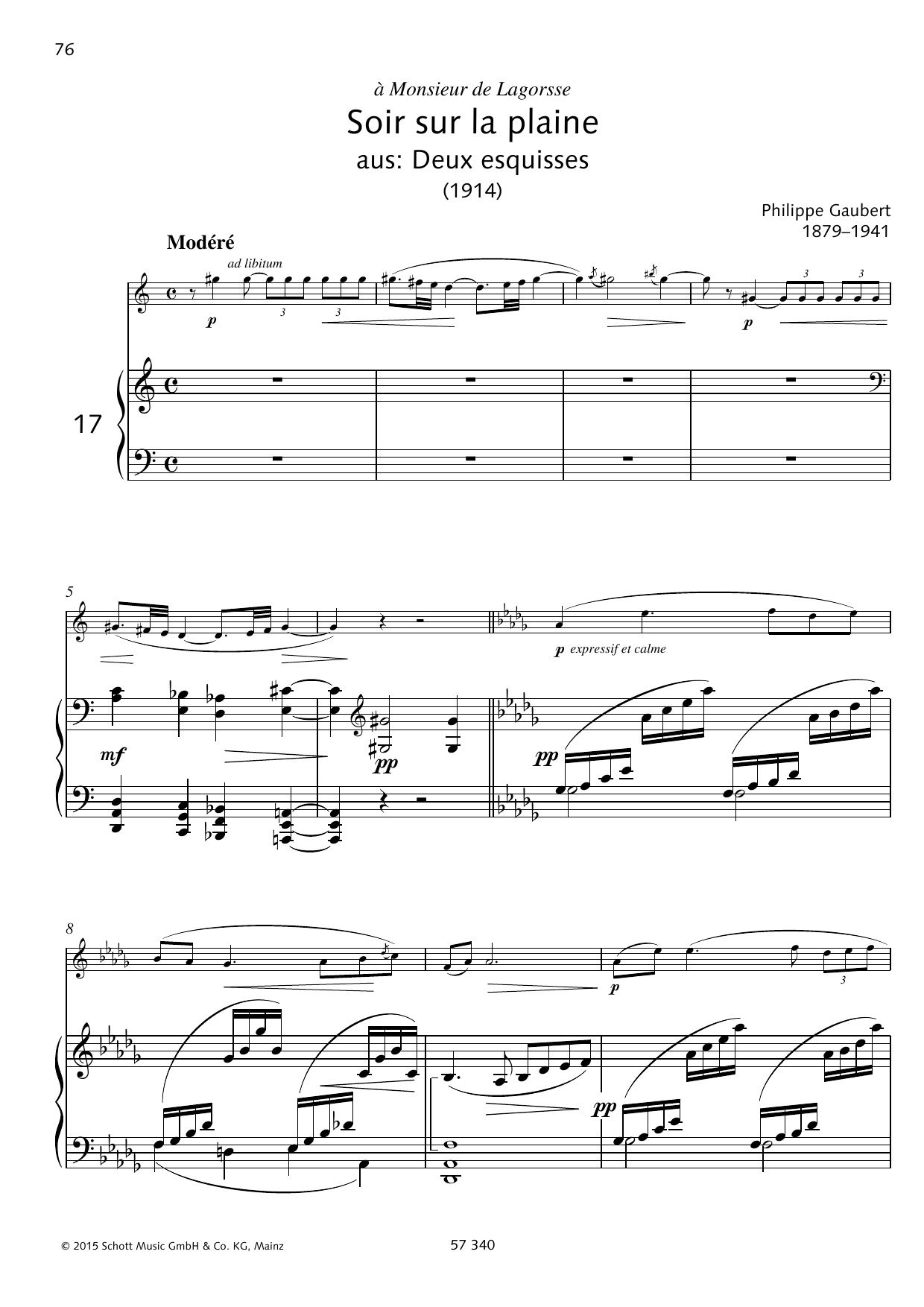 Download Philippe Gaubert Soir sur la plaine Sheet Music and learn how to play Woodwind Solo PDF digital score in minutes