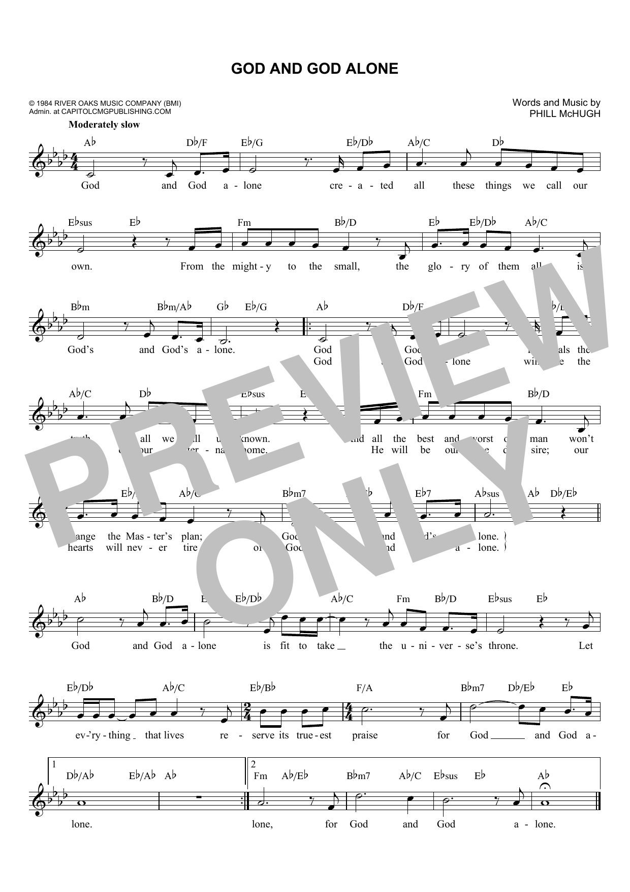 Download Phill McHugh God And God Alone Sheet Music and learn how to play Melody Line, Lyrics & Chords PDF digital score in minutes