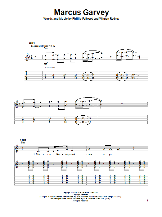Download Phillip Fullwood Marcus Garvey Sheet Music and learn how to play Guitar Tab PDF digital score in minutes