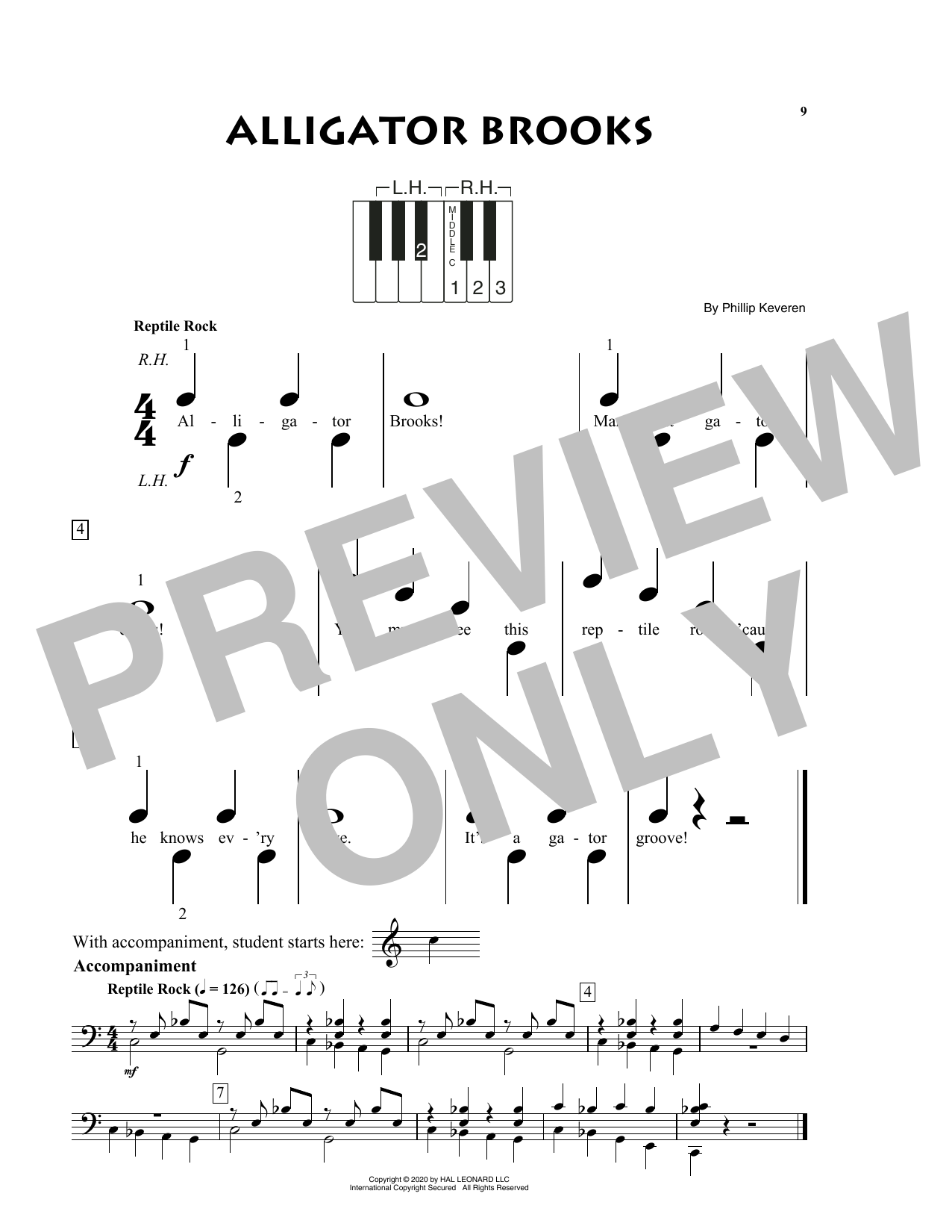 Download Phillip Keveren Alligator Brooks Sheet Music and learn how to play Big Note Piano PDF digital score in minutes