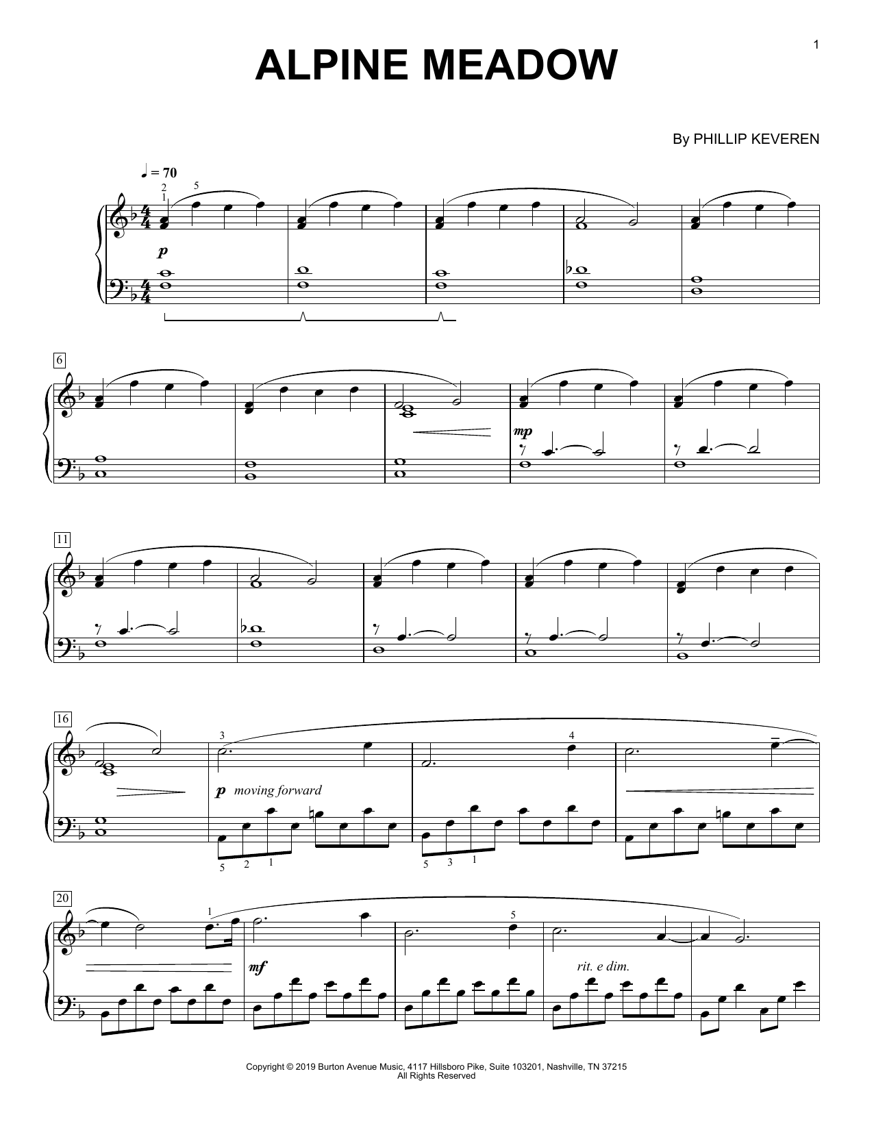 Download Phillip Keveren Alpine Meadow Sheet Music and learn how to play Piano Solo PDF digital score in minutes