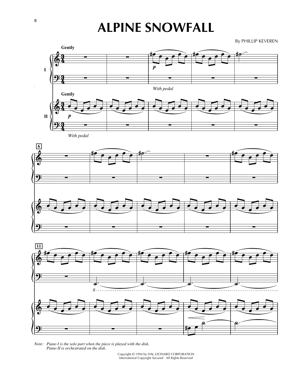 Download Phillip Keveren Alpine Snowfall (from Presto Scherzo) (for 2 pianos) Sheet Music and learn how to play Piano Duet PDF digital score in minutes