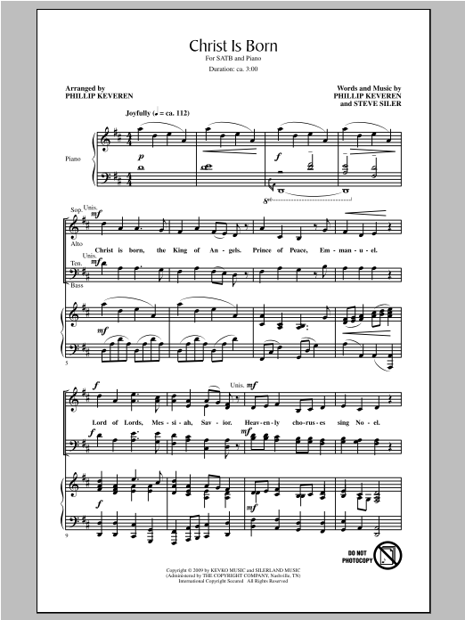 Download Phillip Keveren Christ Is Born Sheet Music and learn how to play SATB PDF digital score in minutes
