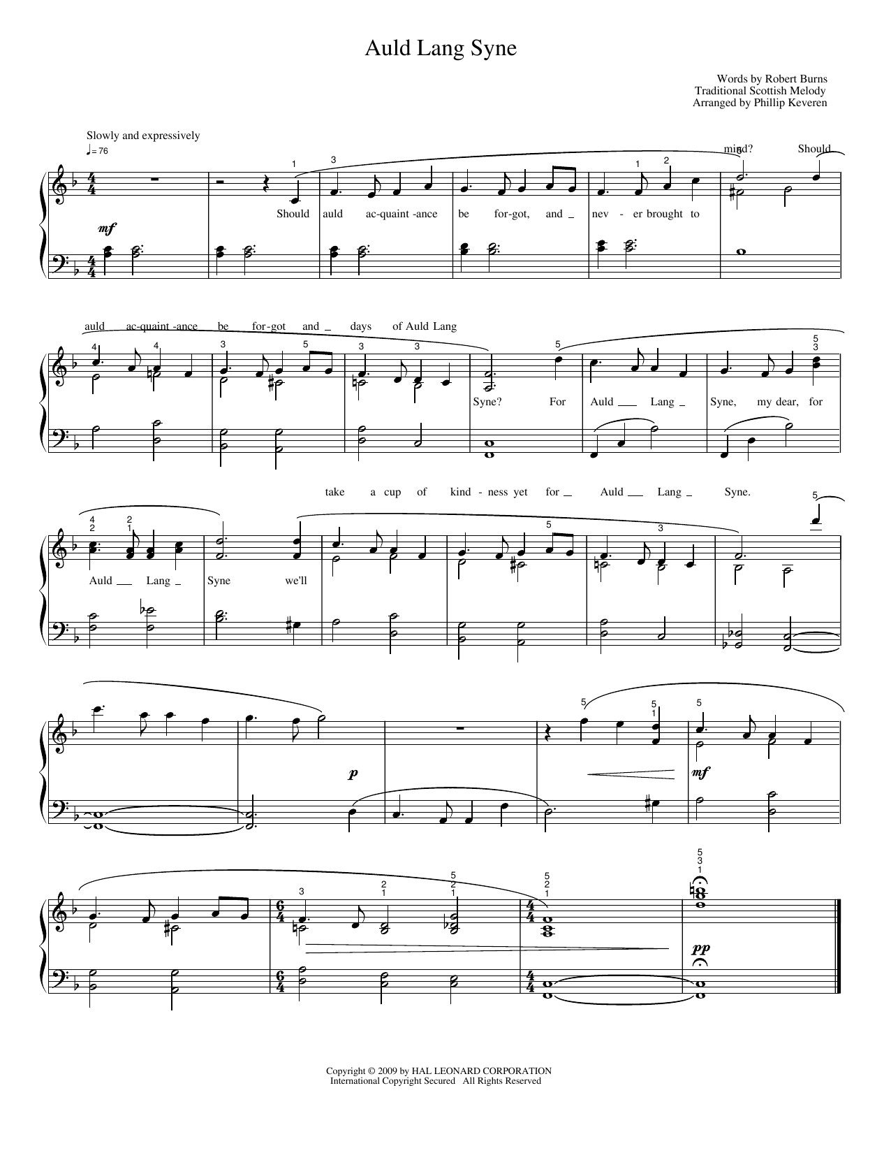 Download Phillip Keveren Auld Lang Syne Sheet Music and learn how to play Piano Solo PDF digital score in minutes