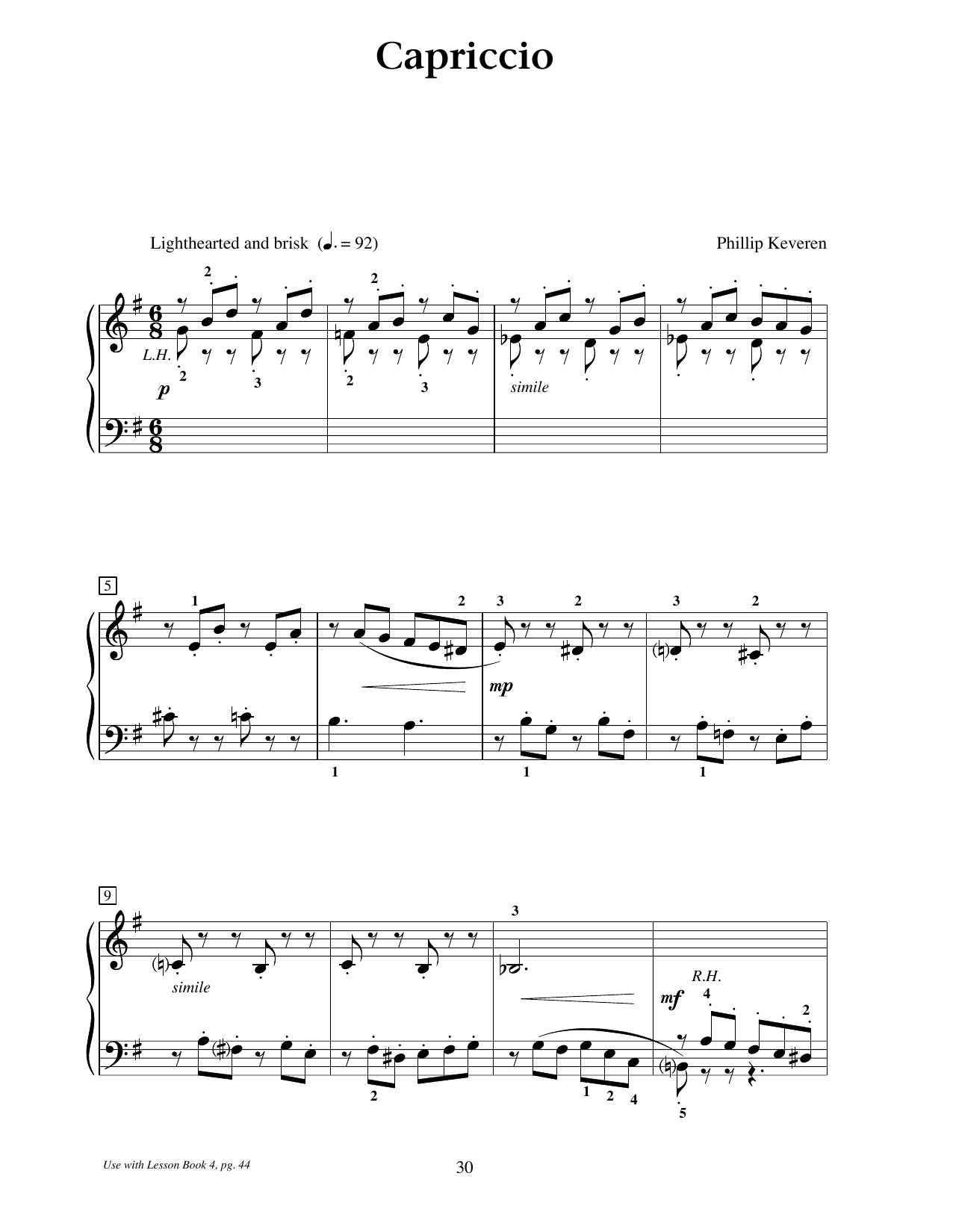 Download Phillip Keveren Capriccio Sheet Music and learn how to play Educational Piano PDF digital score in minutes