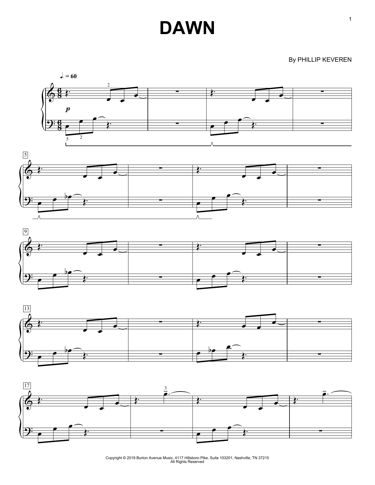 Download Phillip Keveren Dawn Sheet Music and learn how to play Piano Solo PDF digital score in minutes