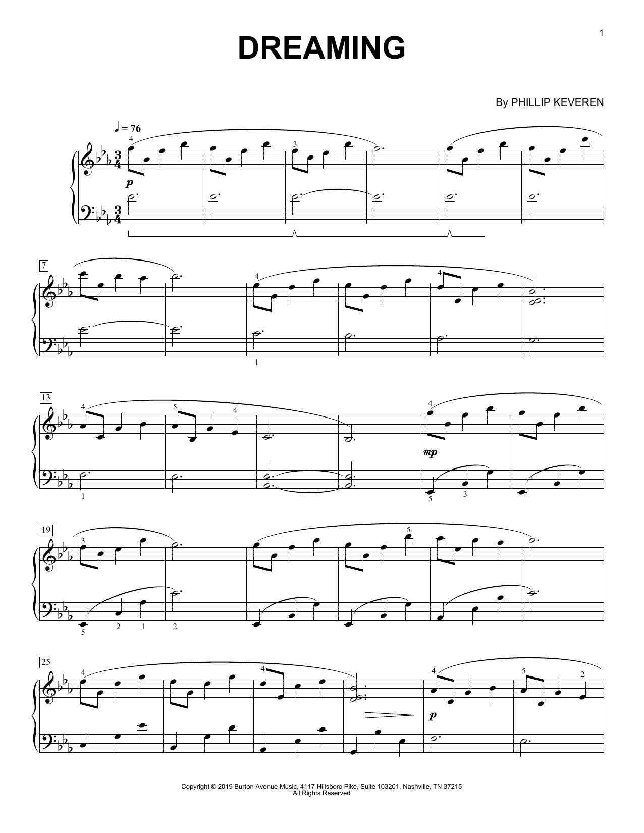 Download Phillip Keveren Dreaming Sheet Music and learn how to play Piano Solo PDF digital score in minutes