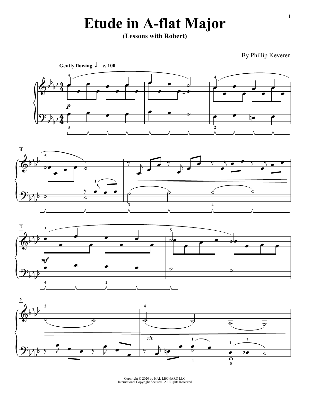 Download Phillip Keveren Etude In A-Flat Major (Lessons With Robert) Sheet Music and learn how to play Piano Solo PDF digital score in minutes
