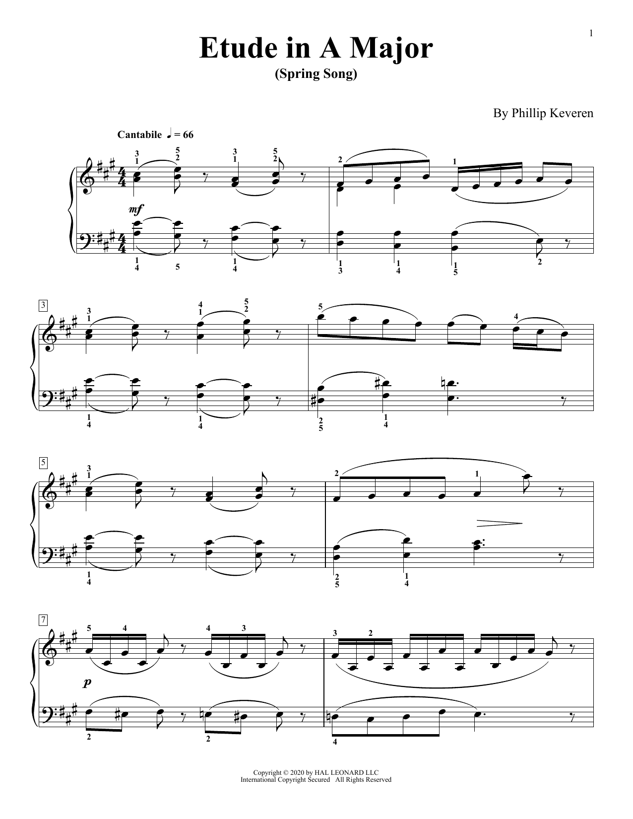 Download Phillip Keveren Etude In A Major (Spring Song) Sheet Music and learn how to play Piano Solo PDF digital score in minutes