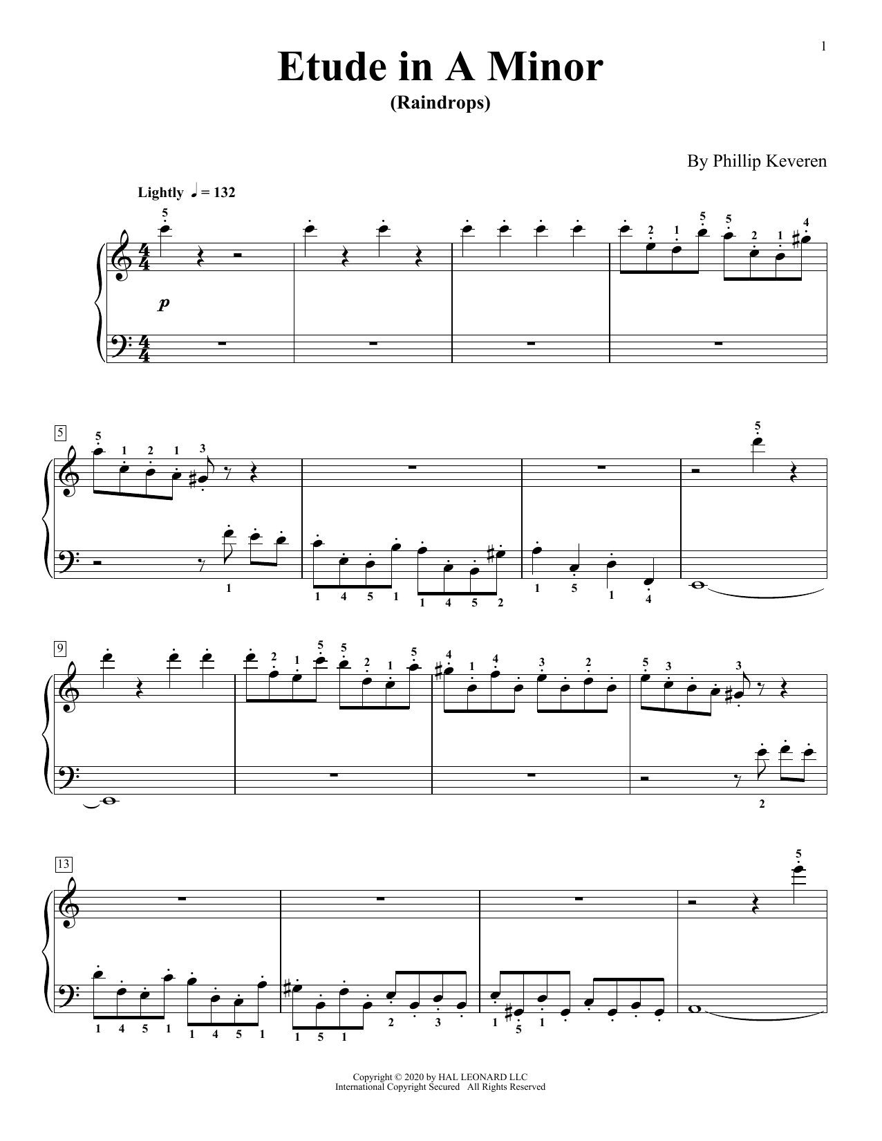 Download Phillip Keveren Etude In A Minor (Raindrops) Sheet Music and learn how to play Piano Solo PDF digital score in minutes