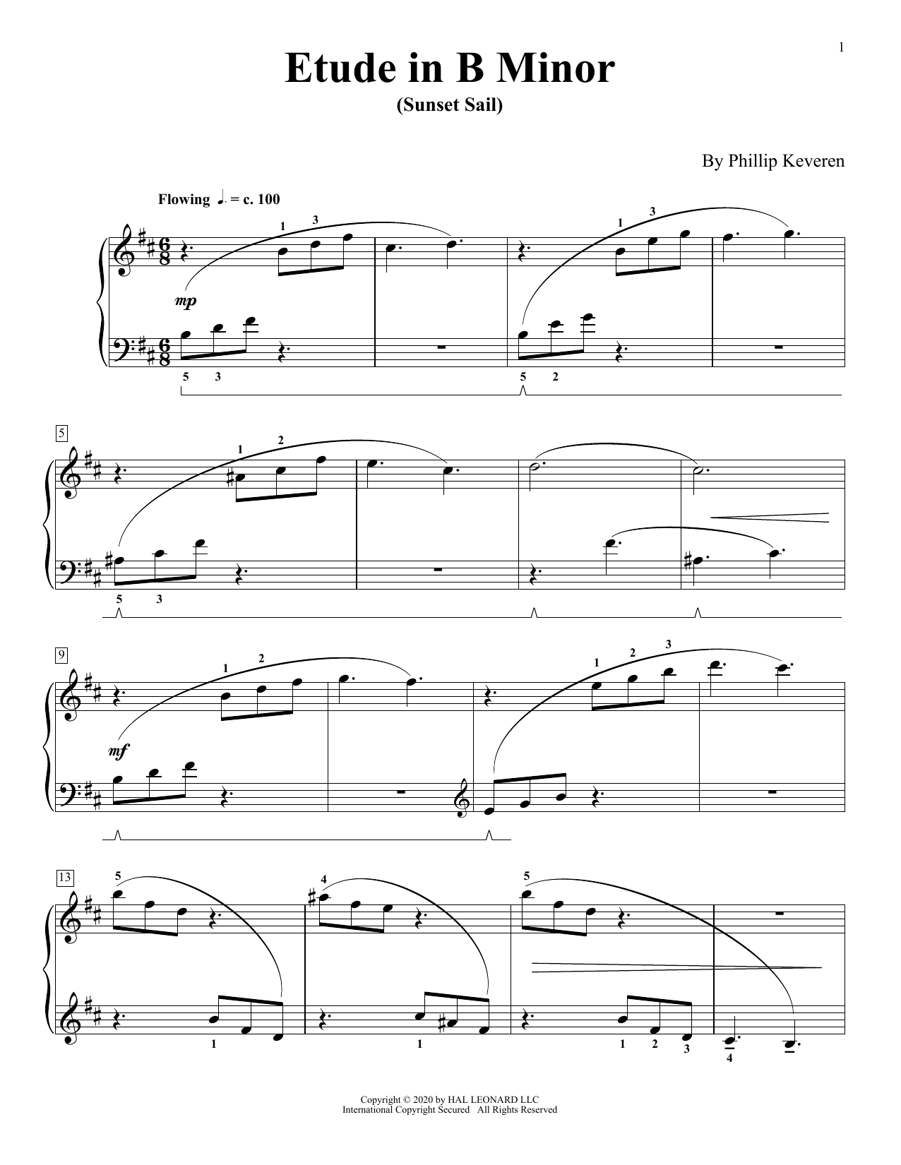 Download Phillip Keveren Etude In B Minor (Sunset Sail) Sheet Music and learn how to play Piano Solo PDF digital score in minutes