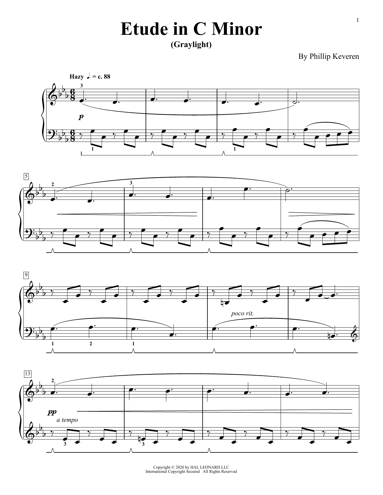 Download Phillip Keveren Etude In C Minor (Graylight) Sheet Music and learn how to play Piano Solo PDF digital score in minutes