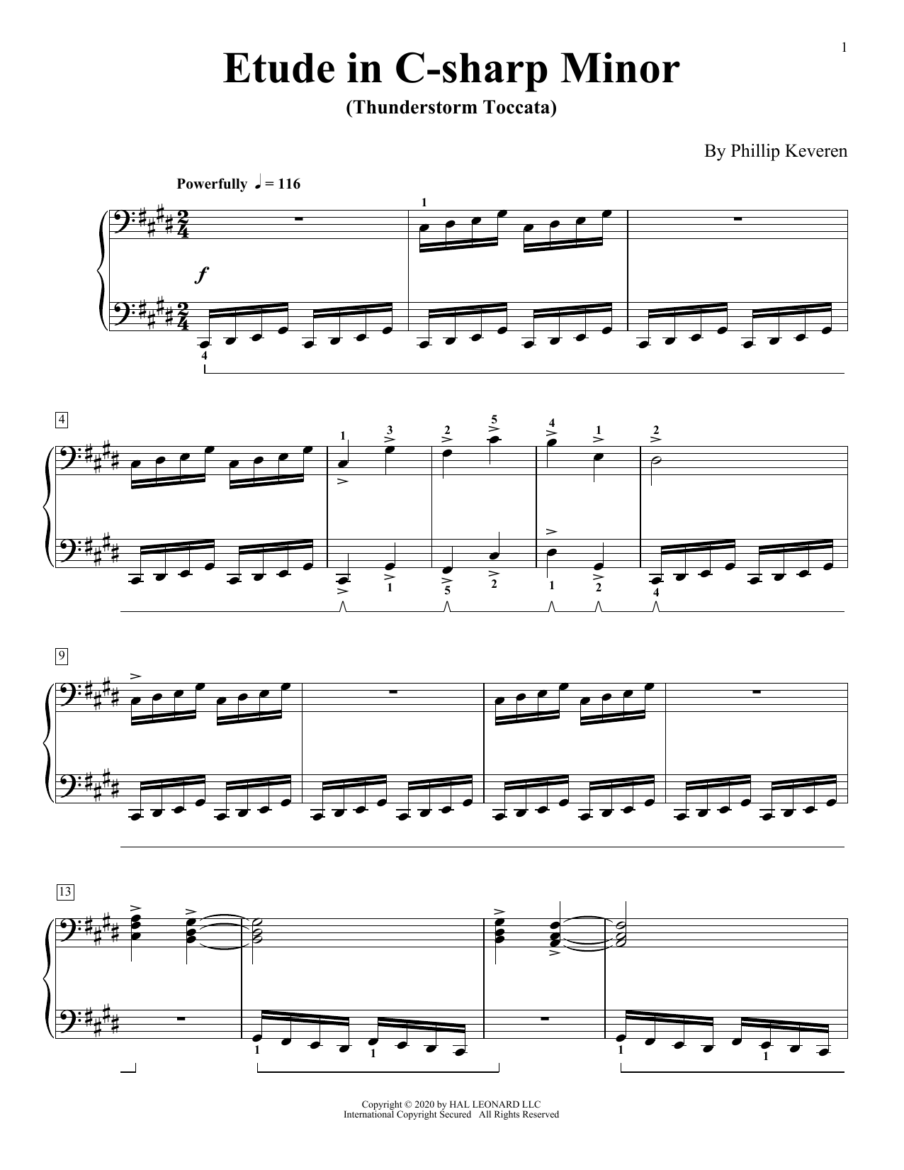 Download Phillip Keveren Etude In C-Sharp Minor (Thunderstorm Toccata) Sheet Music and learn how to play Piano Solo PDF digital score in minutes