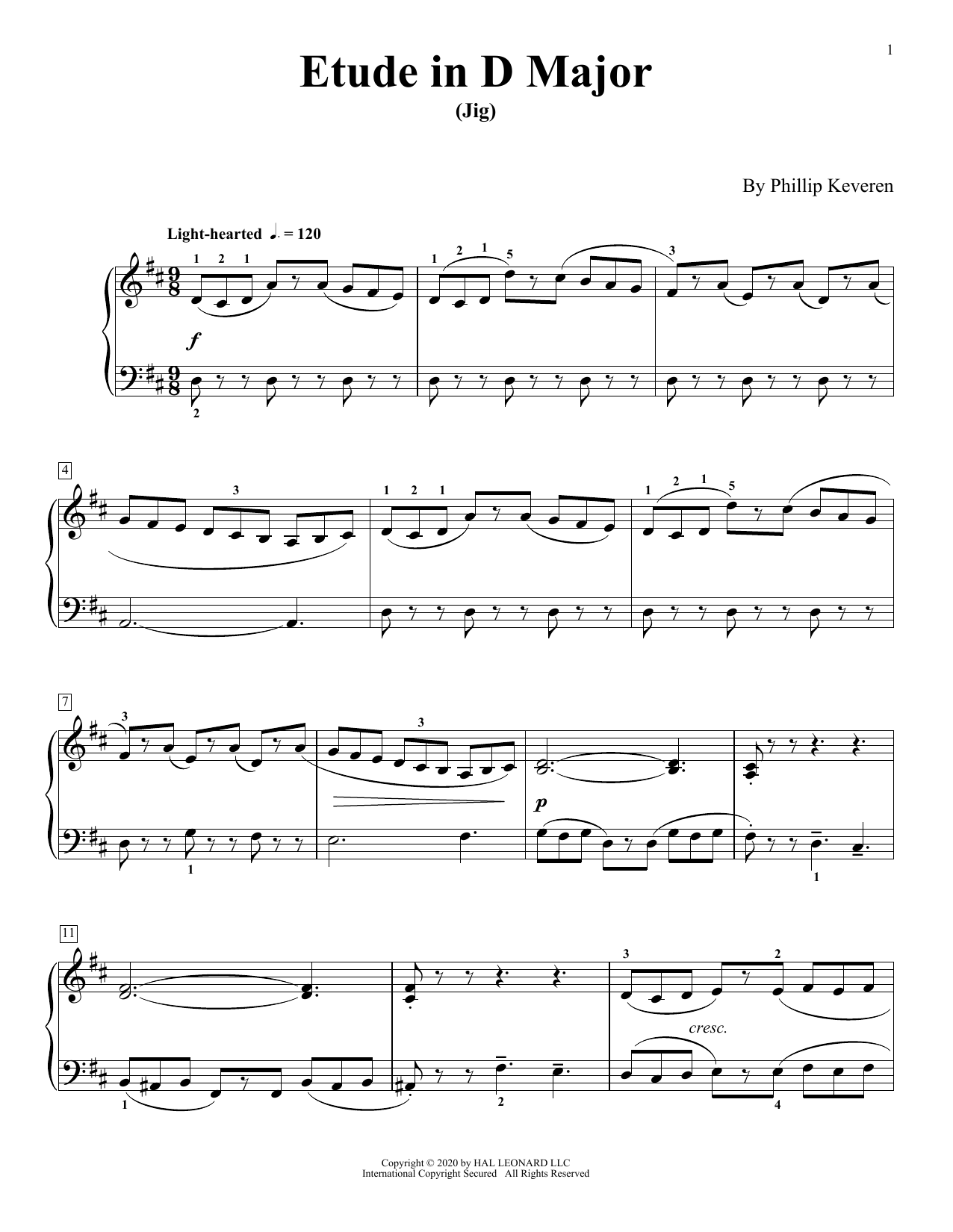 Download Phillip Keveren Etude In D Major (Jig) Sheet Music and learn how to play Piano Solo PDF digital score in minutes