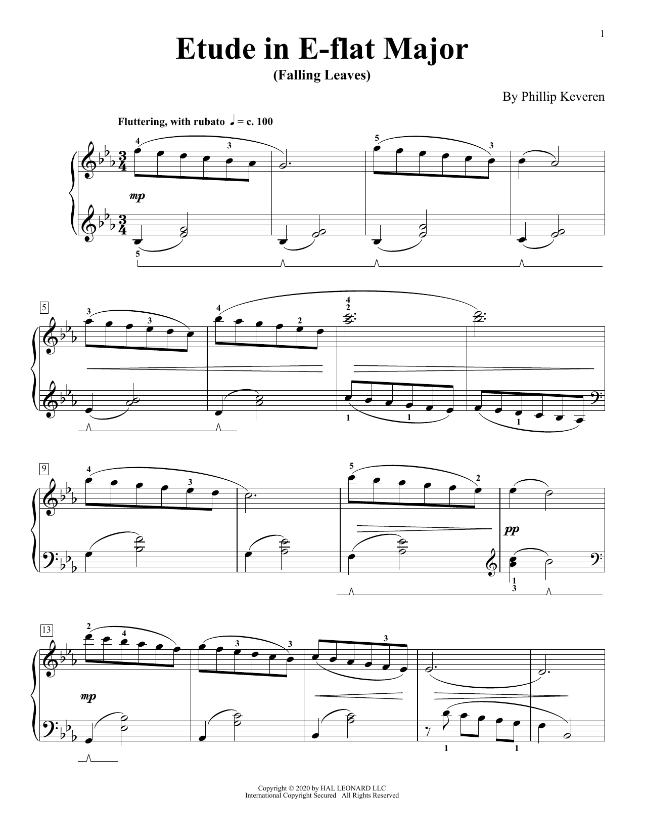 Download Phillip Keveren Etude In E-Flat Major (Falling Leaves) Sheet Music and learn how to play Piano Solo PDF digital score in minutes