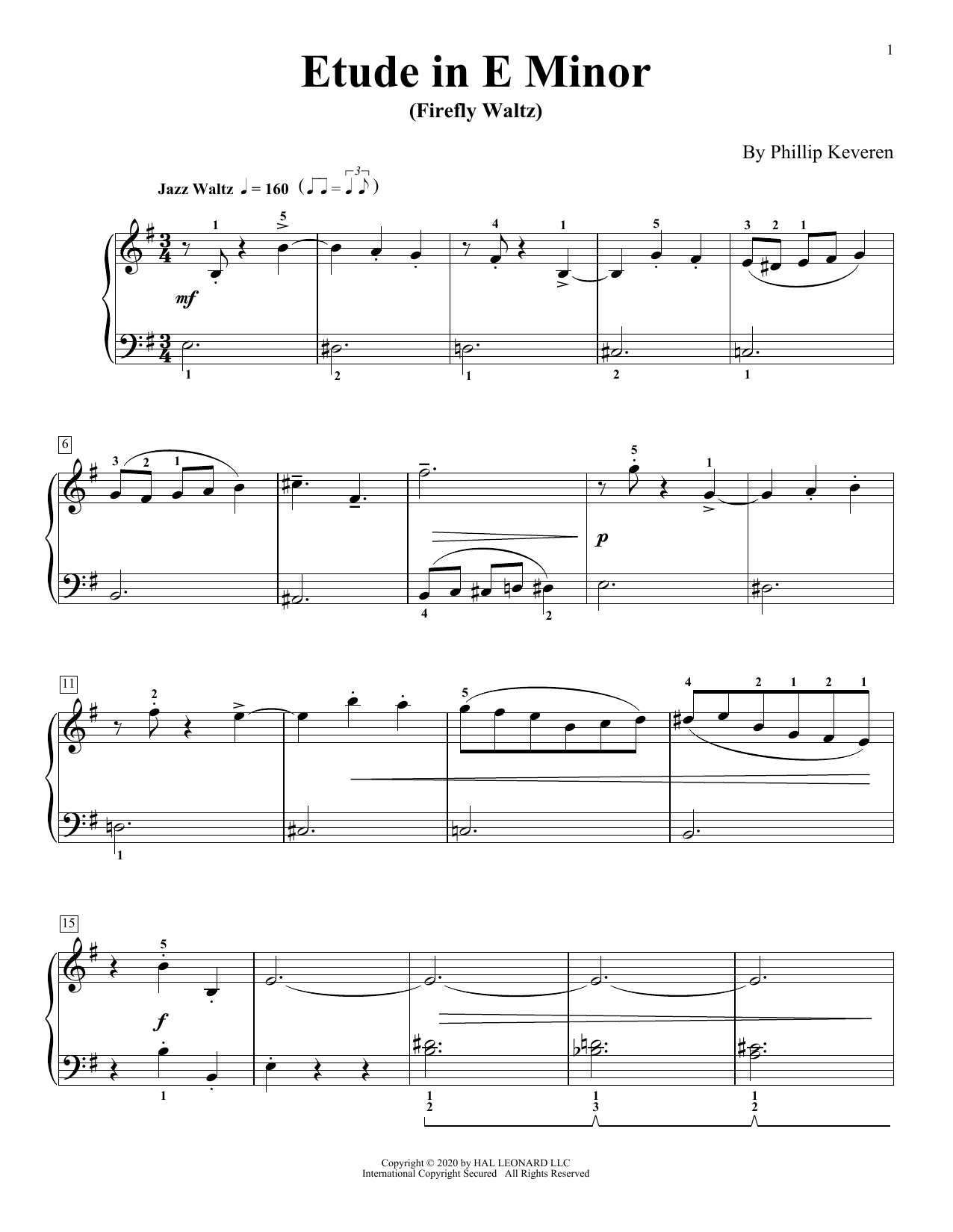 Download Phillip Keveren Etude In E Minor (Firefly Waltz) Sheet Music and learn how to play Piano Solo PDF digital score in minutes