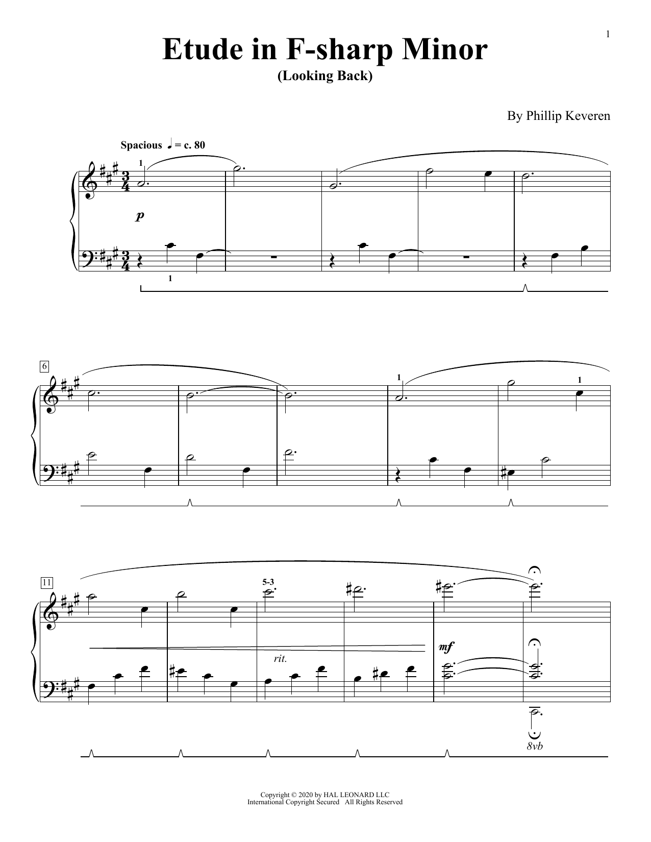 Download Phillip Keveren Etude In F-Sharp Minor (Looking Back) Sheet Music and learn how to play Piano Solo PDF digital score in minutes