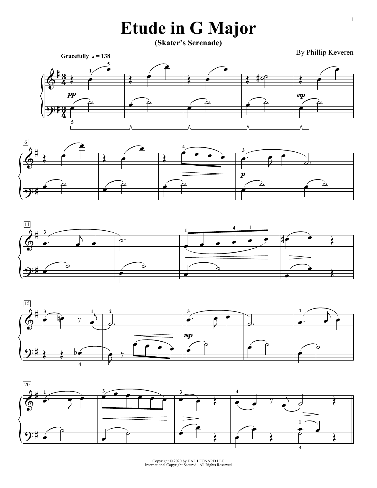 Download Phillip Keveren Etude In G Major (Skater's Serenade) Sheet Music and learn how to play Piano Solo PDF digital score in minutes