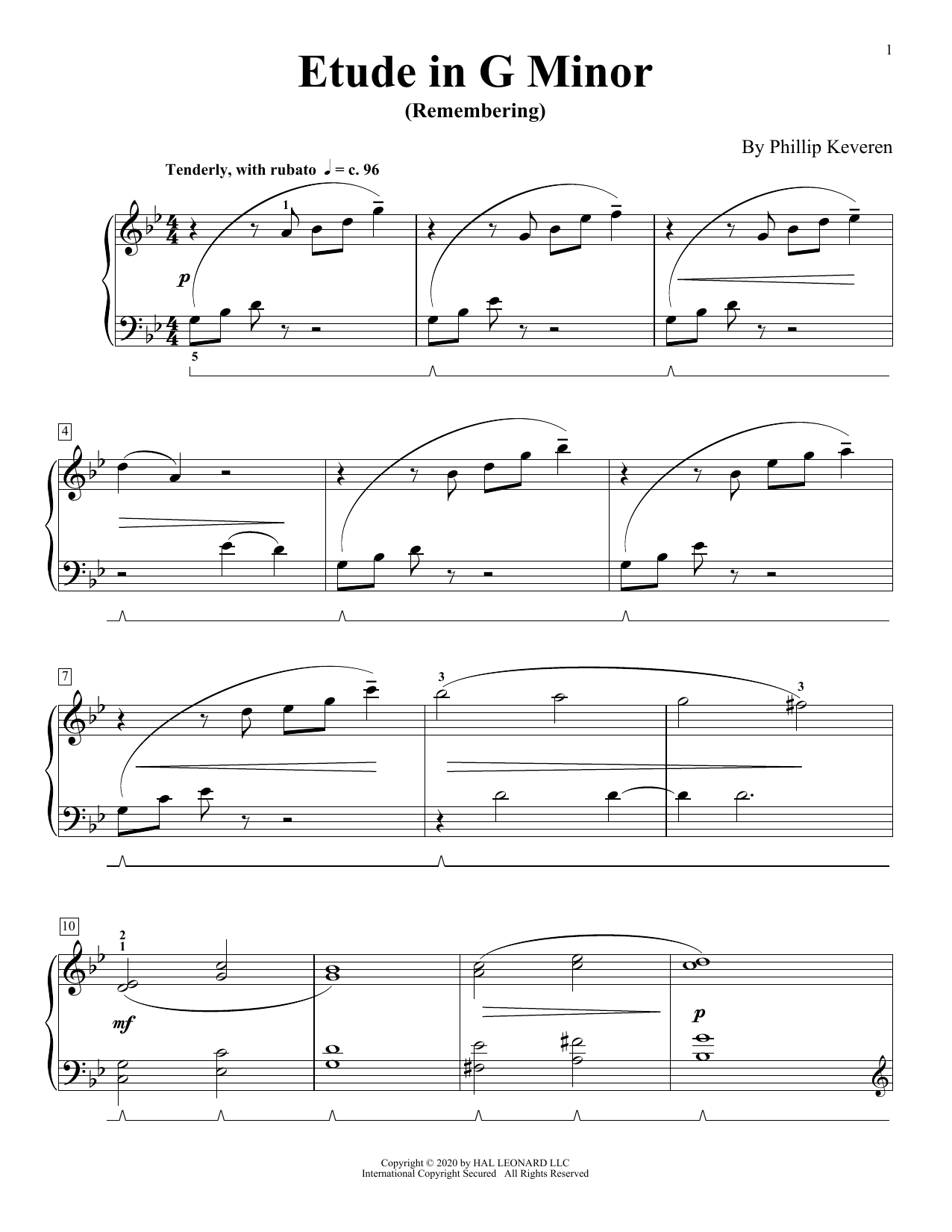 Download Phillip Keveren Etude In G Minor (Remembering) Sheet Music and learn how to play Piano Solo PDF digital score in minutes