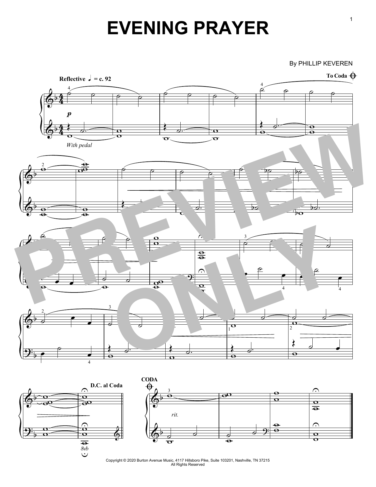 Download Phillip Keveren Evening Prayer Sheet Music and learn how to play Piano Solo PDF digital score in minutes