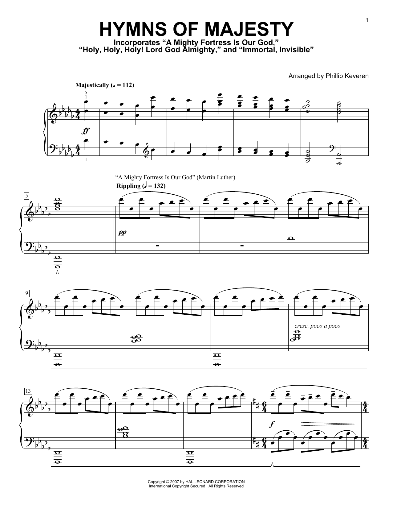 Download Phillip Keveren Hymns Of Majesty Sheet Music and learn how to play Piano Solo PDF digital score in minutes