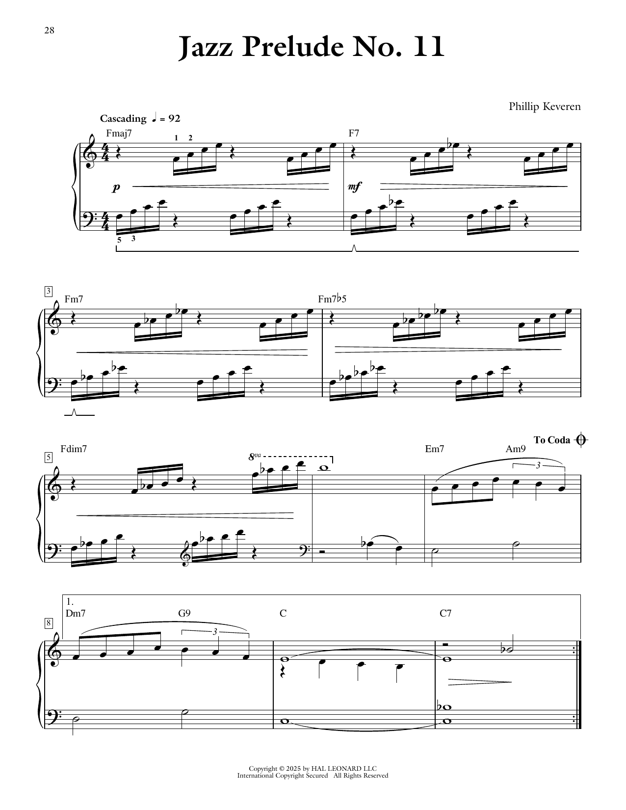 Download Phillip Keveren Jazz Prelude No. 11 Sheet Music and learn how to play Piano Solo PDF digital score in minutes