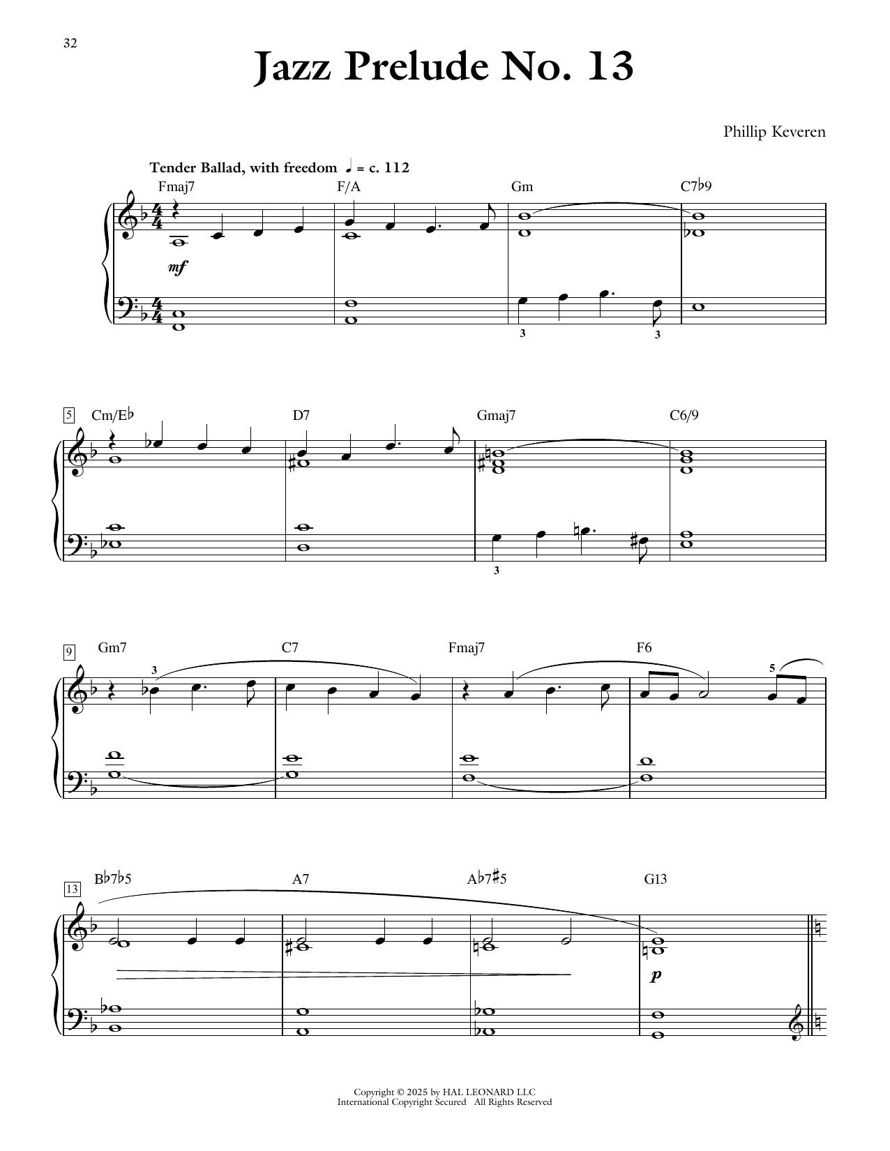 Download Phillip Keveren Jazz Prelude No. 13 Sheet Music and learn how to play Piano Solo PDF digital score in minutes