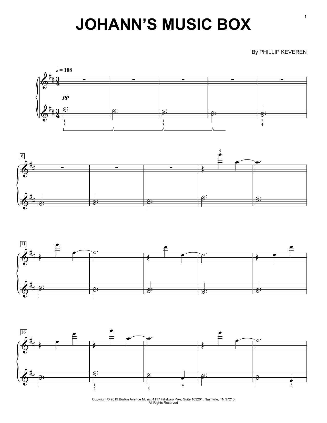 Download Phillip Keveren Johann's Music Box Sheet Music and learn how to play Piano Solo PDF digital score in minutes