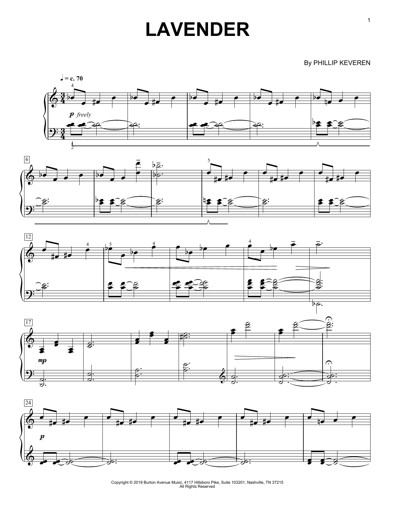 Download Phillip Keveren Lavender Sheet Music and learn how to play Piano Solo PDF digital score in minutes