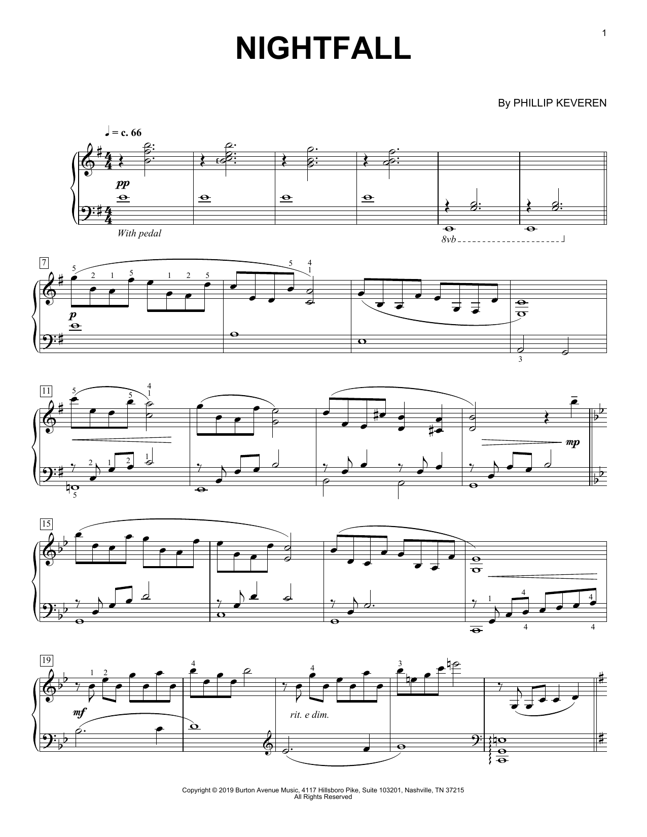 Download Phillip Keveren Nightfall Sheet Music and learn how to play Piano Solo PDF digital score in minutes